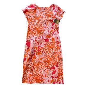 Taylor Straight Sheath Dress Size 6 Floral Geometric Pink Orange Knee Length NEW